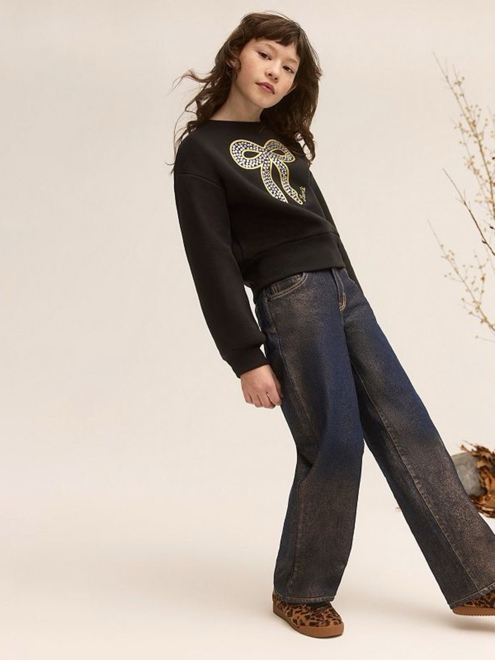 NWT Levi’s Girls Wide Leg Gold Foil Jeans - Picture 11 of 11